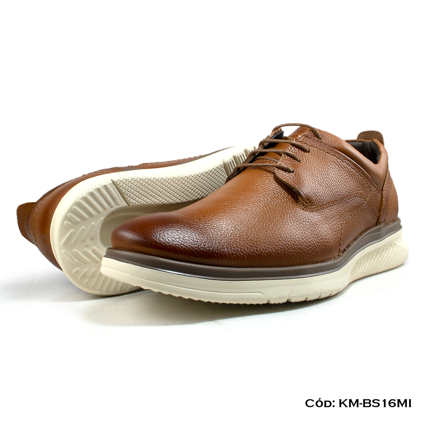 Derby Casual Cuero Natural Miel Suela Eva — Horma Exacta (KM-BS16MI)