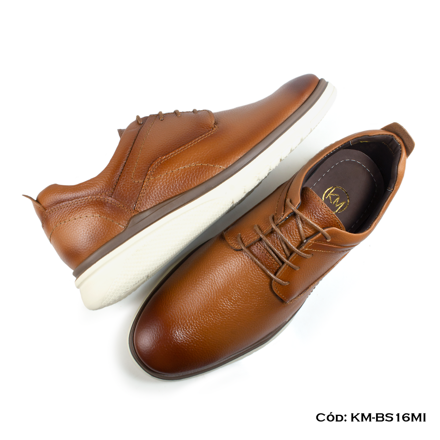 Derby Casual Cuero Natural Miel Suela Eva — Horma Exacta (KM-BS16MI)