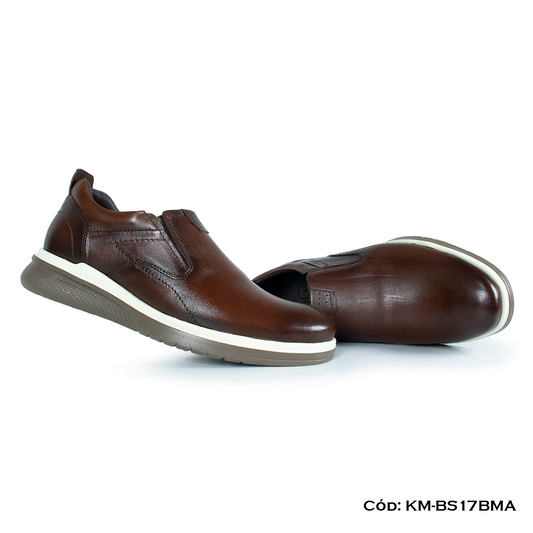 Mocasín Casual Cuero Lustrable Apache Suela Eva — Horma Exacta (KM-BS17BMA)