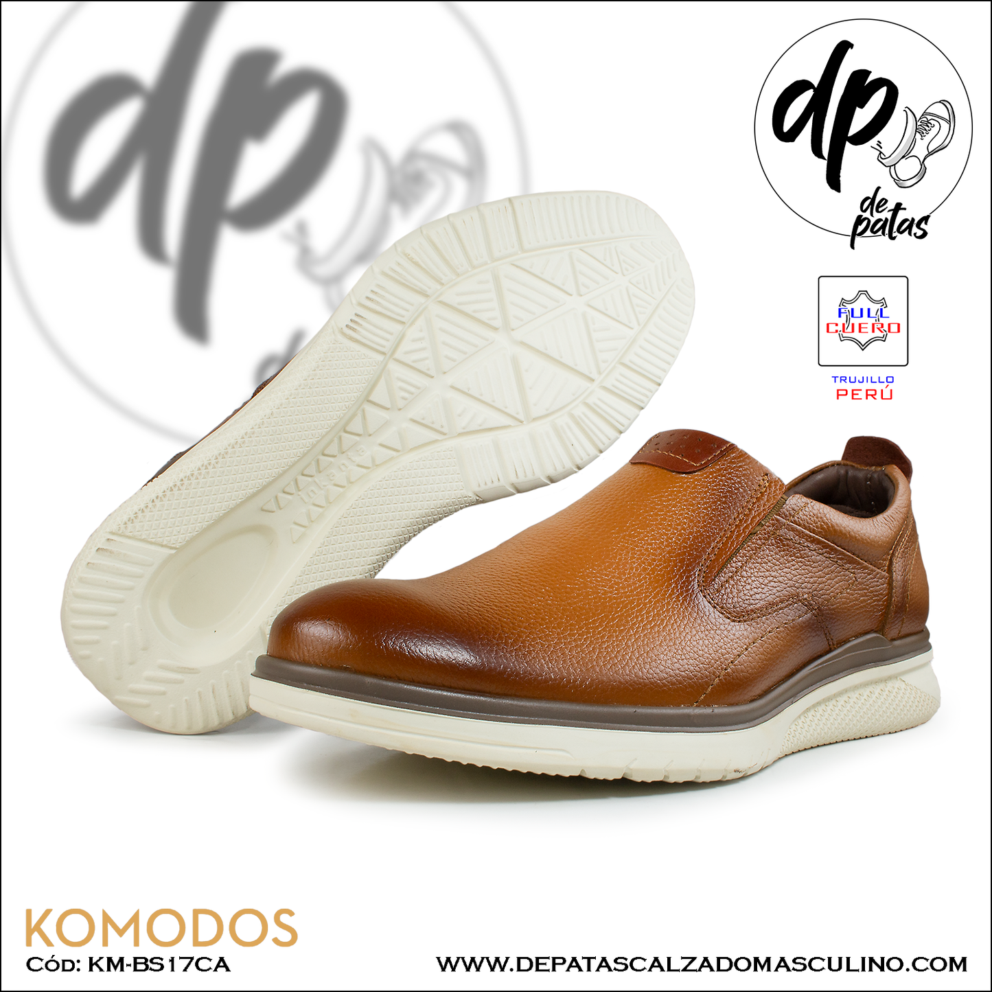 Calzado masculino, estilo casual, full cuero (KM-BS17CA) horma exacta