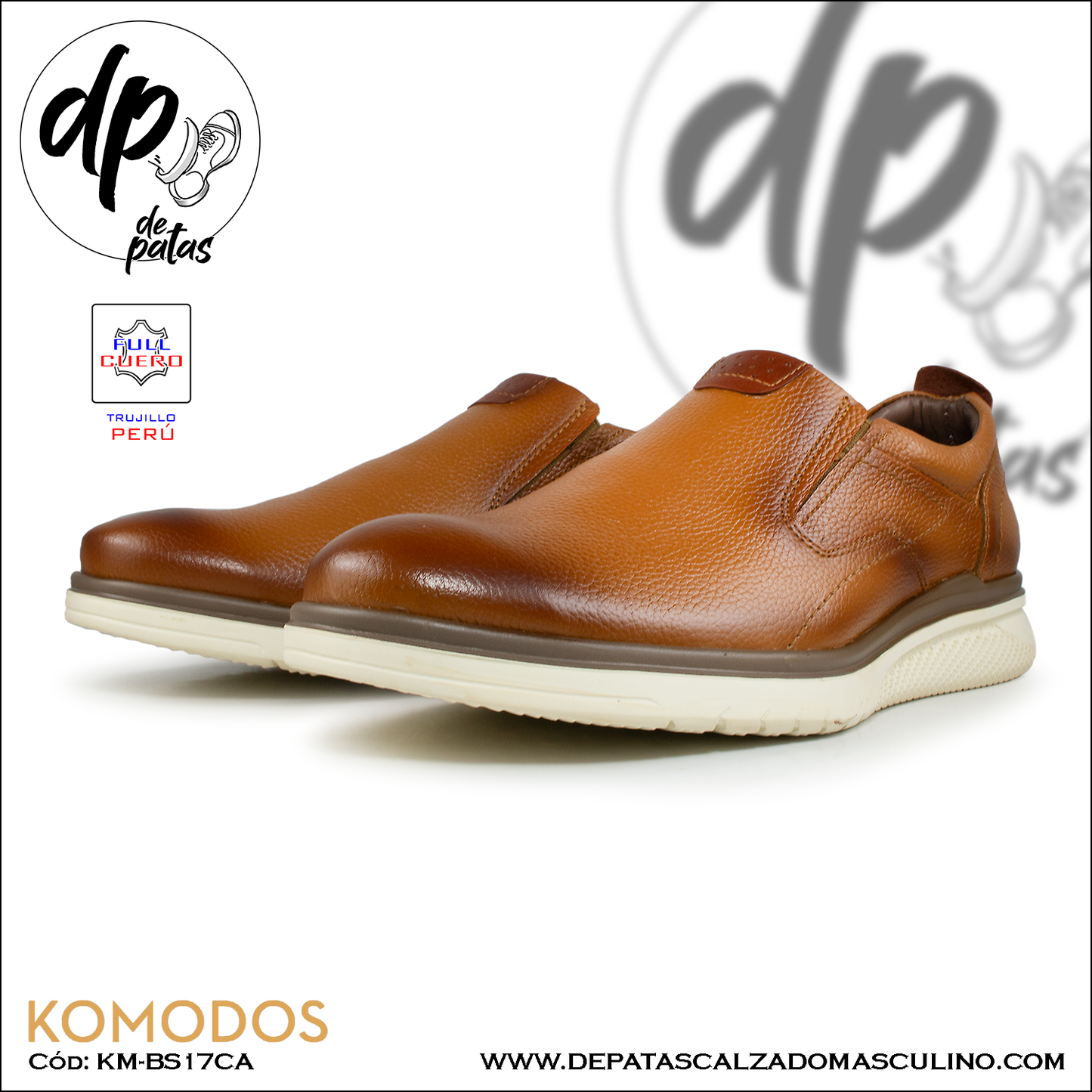 Calzado masculino, estilo casual, full cuero (KM-BS17CA) horma exacta