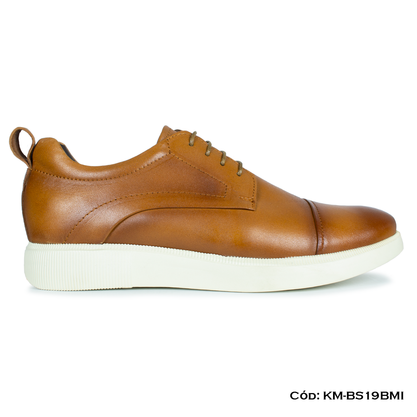 (KM-BS19BMI) Derby Casual Cuero Natural Miel Suela Eva — Horma Exacta
