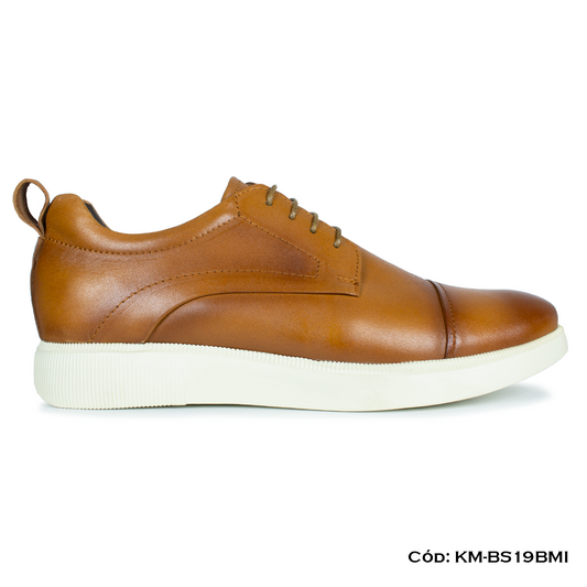 (KM-BS19BMI) Derby Casual Cuero Natural Miel Suela Eva — Horma Exacta