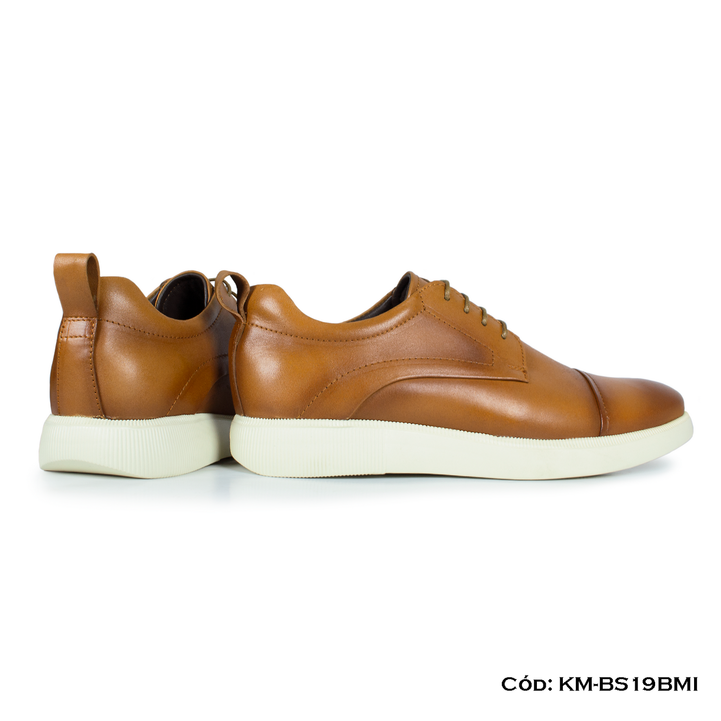(KM-BS19BMI) Derby Casual Cuero Natural Miel Suela Eva — Horma Exacta