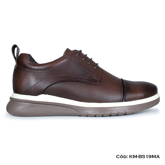 Derby Casual Cuero Natural Marrón Suela Eva — Horma Exacta (KM-BS19MA)