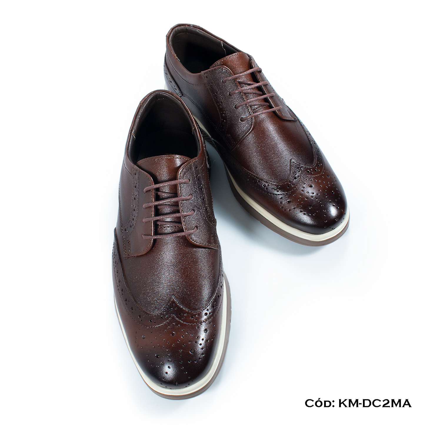 Derby Casual Cuero Lustrable Marrón Suela Eva c/Brogue — Horma Grande (KM-DC2MA)