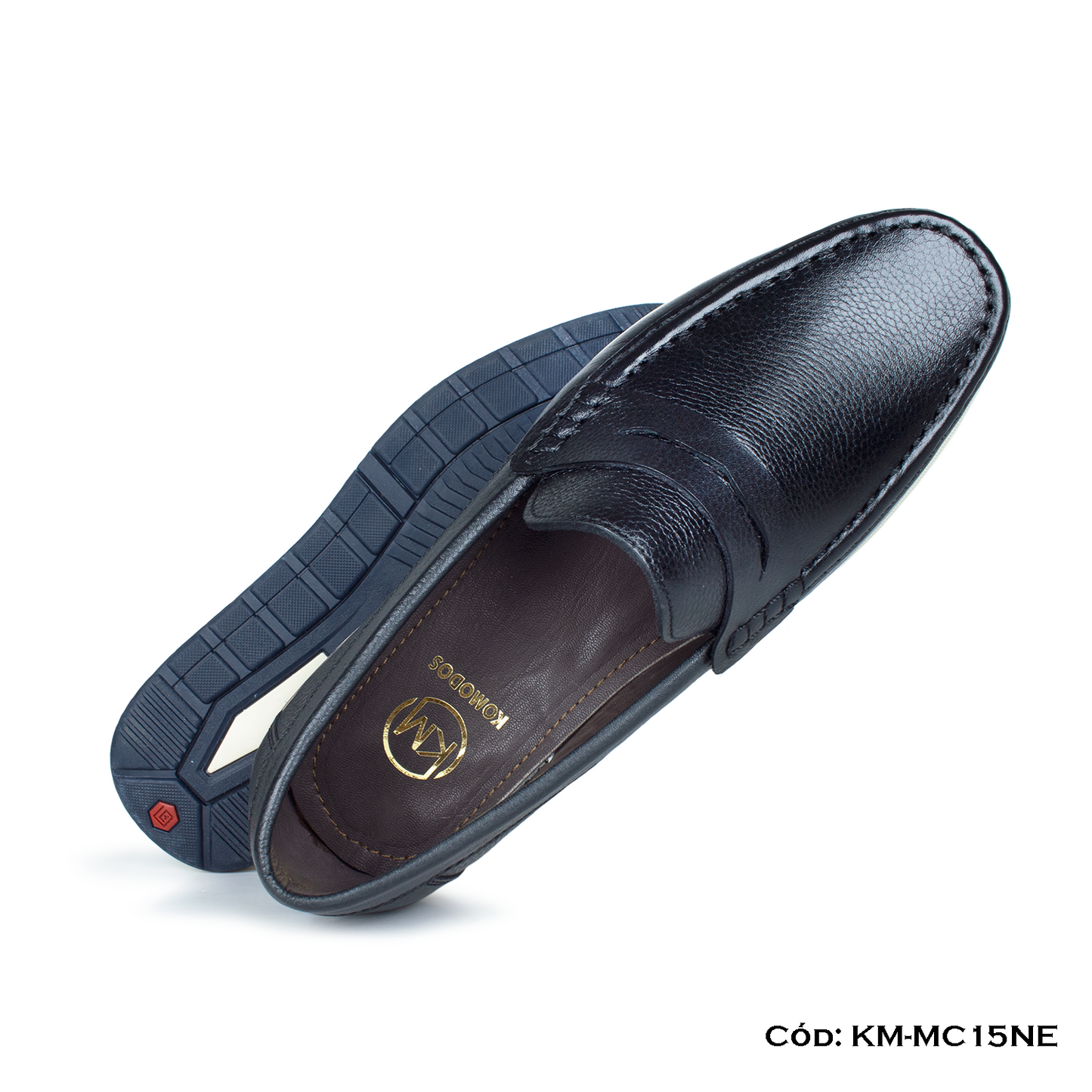 PREMIUM — Mocasín Casual Cuero Lustrable Negro Suela Caucho — Horma Exacta (KM-MC15NE)
