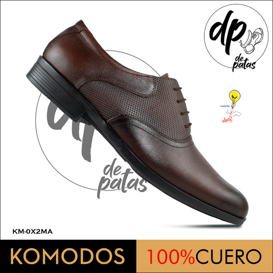 Calzado de vestir, cuero natural, estilo Oxford (KM-OX2MA) horma exacta