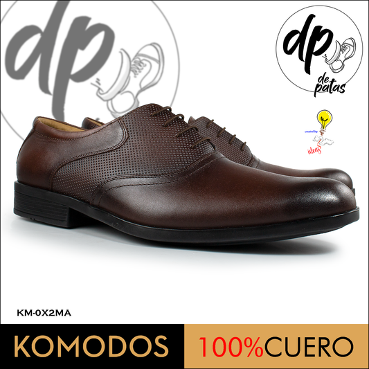 Calzado de vestir, cuero natural, estilo Oxford (KM-OX2MA) horma exacta