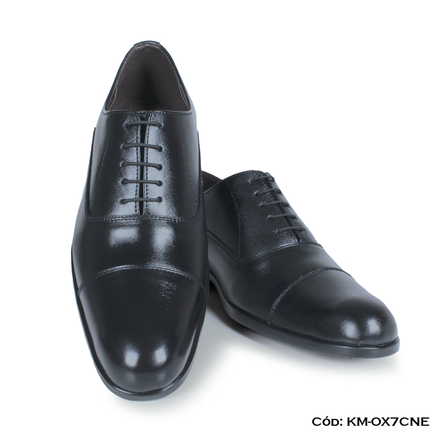 (KM-OX7CNE) Calzado de vestir, estilo Oxford, cuero natural, negro, horma exacta | de patas