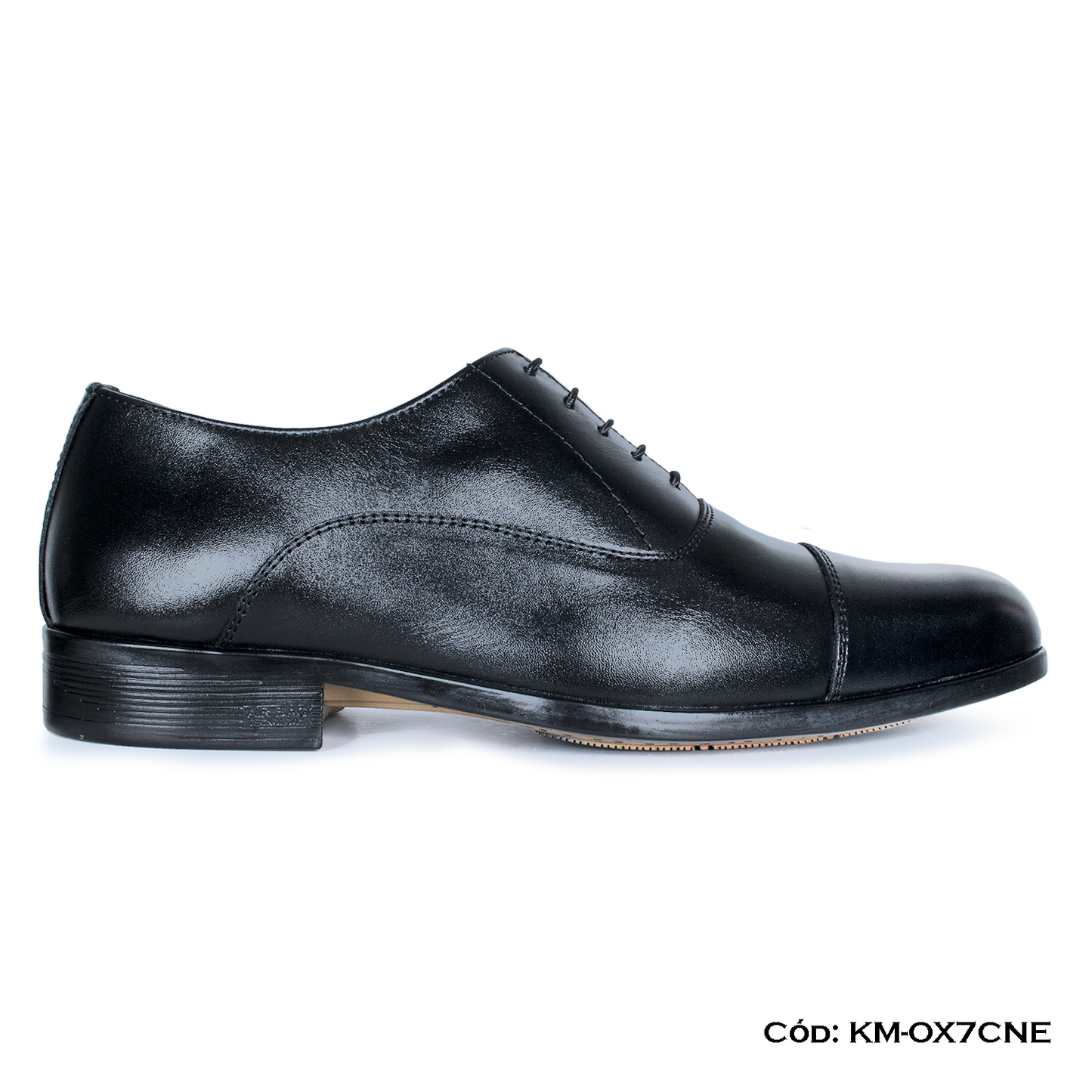 (KM-OX7CNE) Calzado de vestir, estilo Oxford, cuero natural, negro, horma exacta | de patas