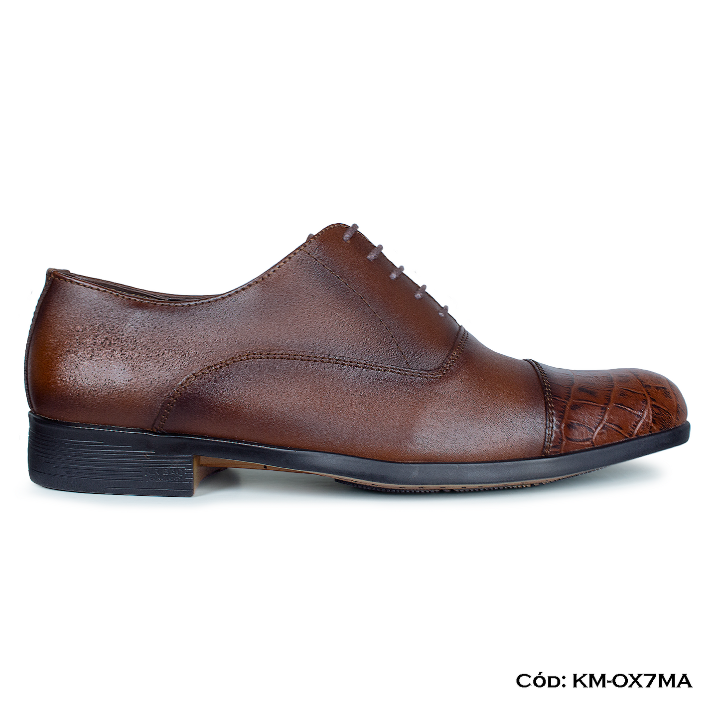 (KM-OX7MA) Calzado de vestir, estilo Oxford, cuero natural, marrón, horma exacta | de patas