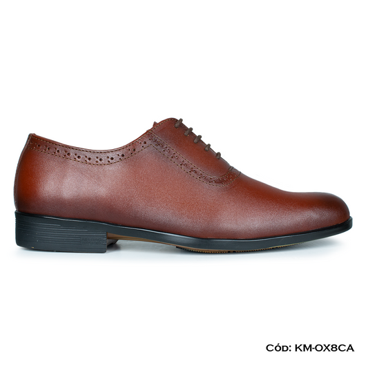 (KM-OX8CA) Calzado de vestir, estilo Oxford, cuero natural, caramelo, horma exacta | de patas