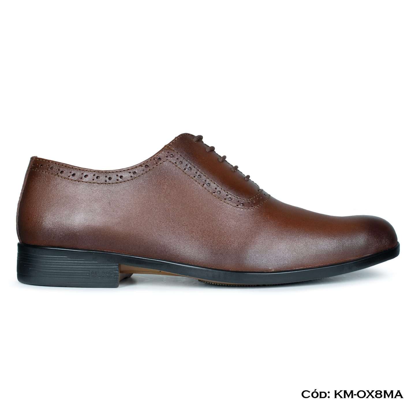 (KM-OX8MA) Calzado de vestir, estilo Oxford, cuero natural, marrón, horma exacta | de patas