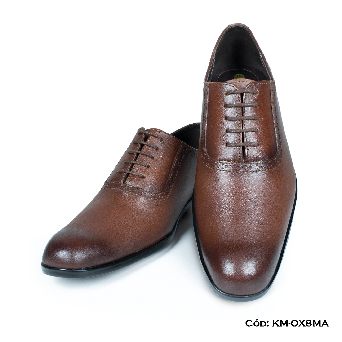 (KM-OX8MA) Calzado de vestir, estilo Oxford, cuero natural, marrón, horma exacta | de patas