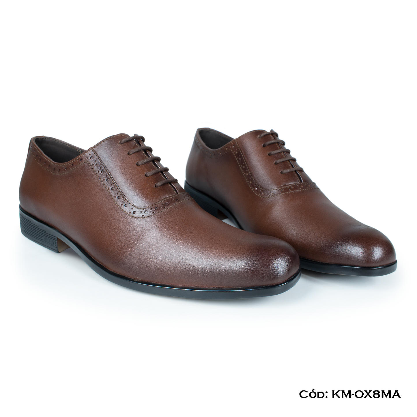 (KM-OX8MA) Calzado de vestir, estilo Oxford, cuero natural, marrón, horma exacta | de patas