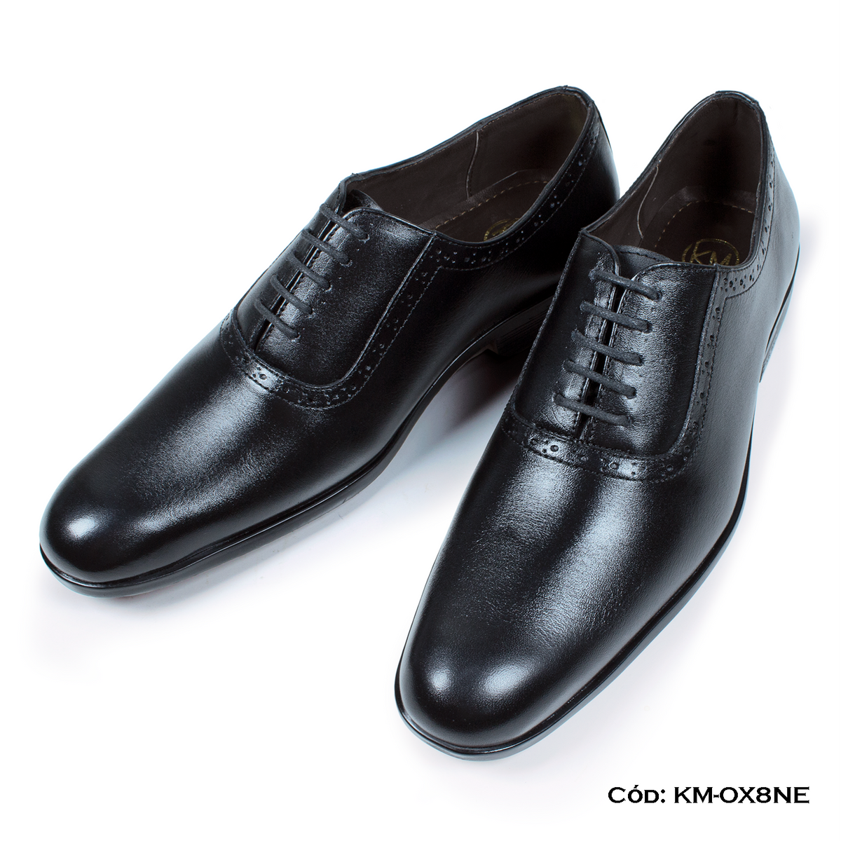 (KM-OX8NE) Calzado de vestir, estilo Oxford, cuero natural, negro, horma exacta | de patas