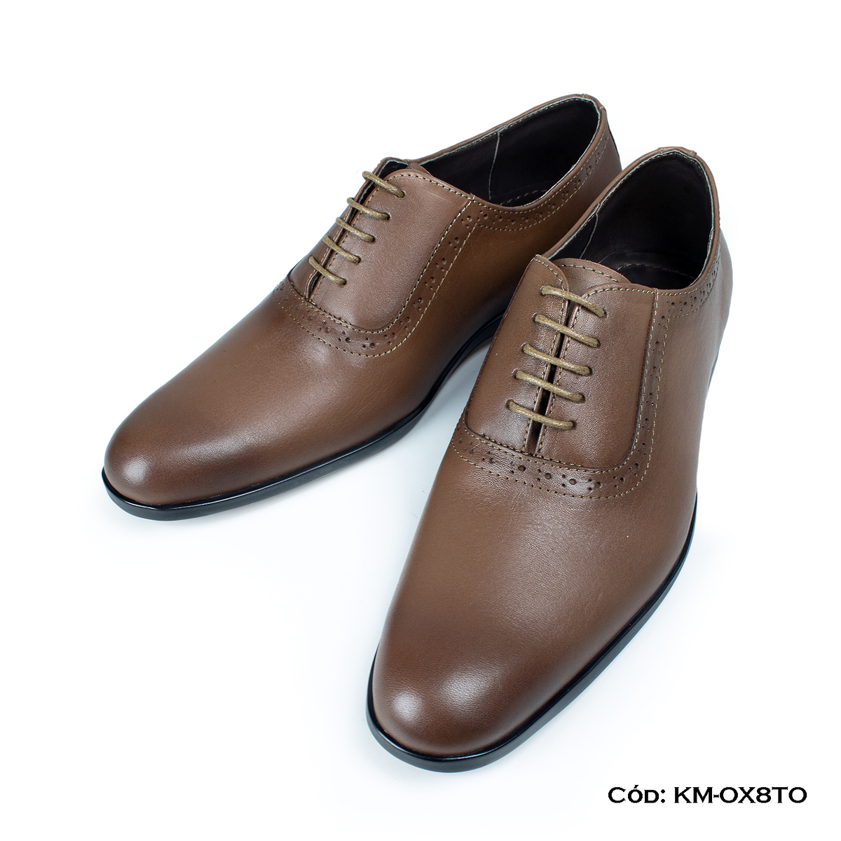 (KM-OX8TO) Calzado de vestir, estilo Oxford, cuero natural, toffee, horma exacta
