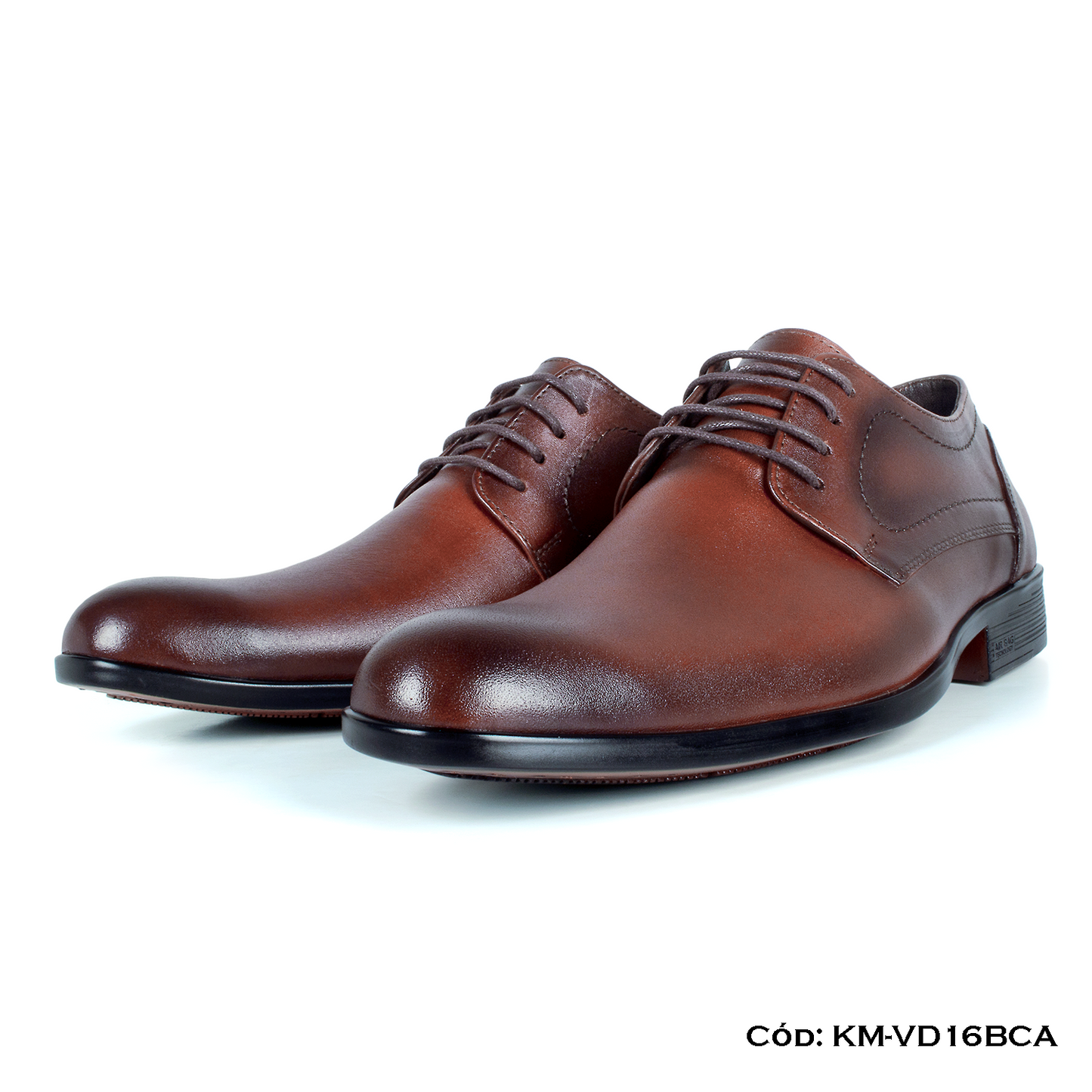 Derby Cuero Lustrable Caramelo Suela Caucho Bicolor — Horma Exacta (KM-VD16BCA)