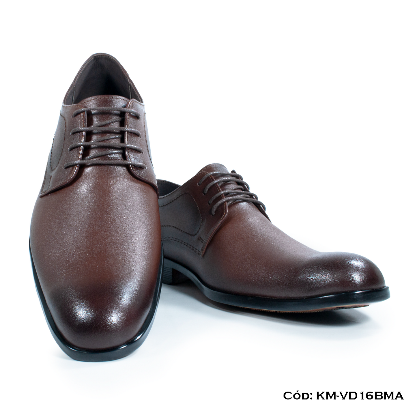 Derby Cuero Lustrable Marrón Suela Caucho Bicolor — Horma Exacta (KM-VD16BMA)