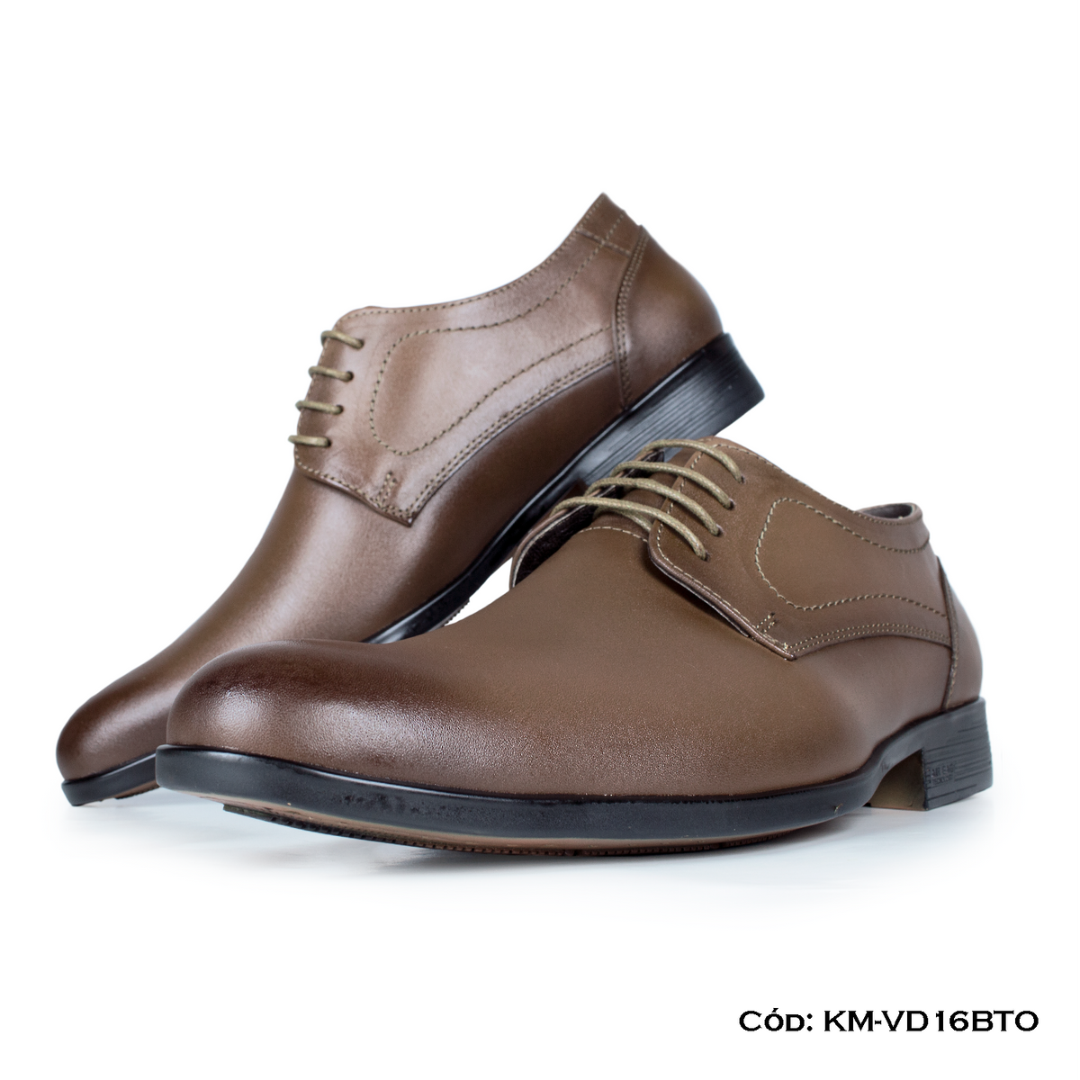 (KM-VD16BTO) Derby Cuero Lustrable Toffee Suela Caucho Bicolor — Horma Exacta
