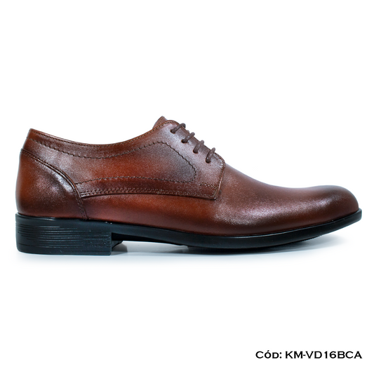 Derby Cuero Lustrable Caramelo — Horma Exacta (KM-VD16CA)