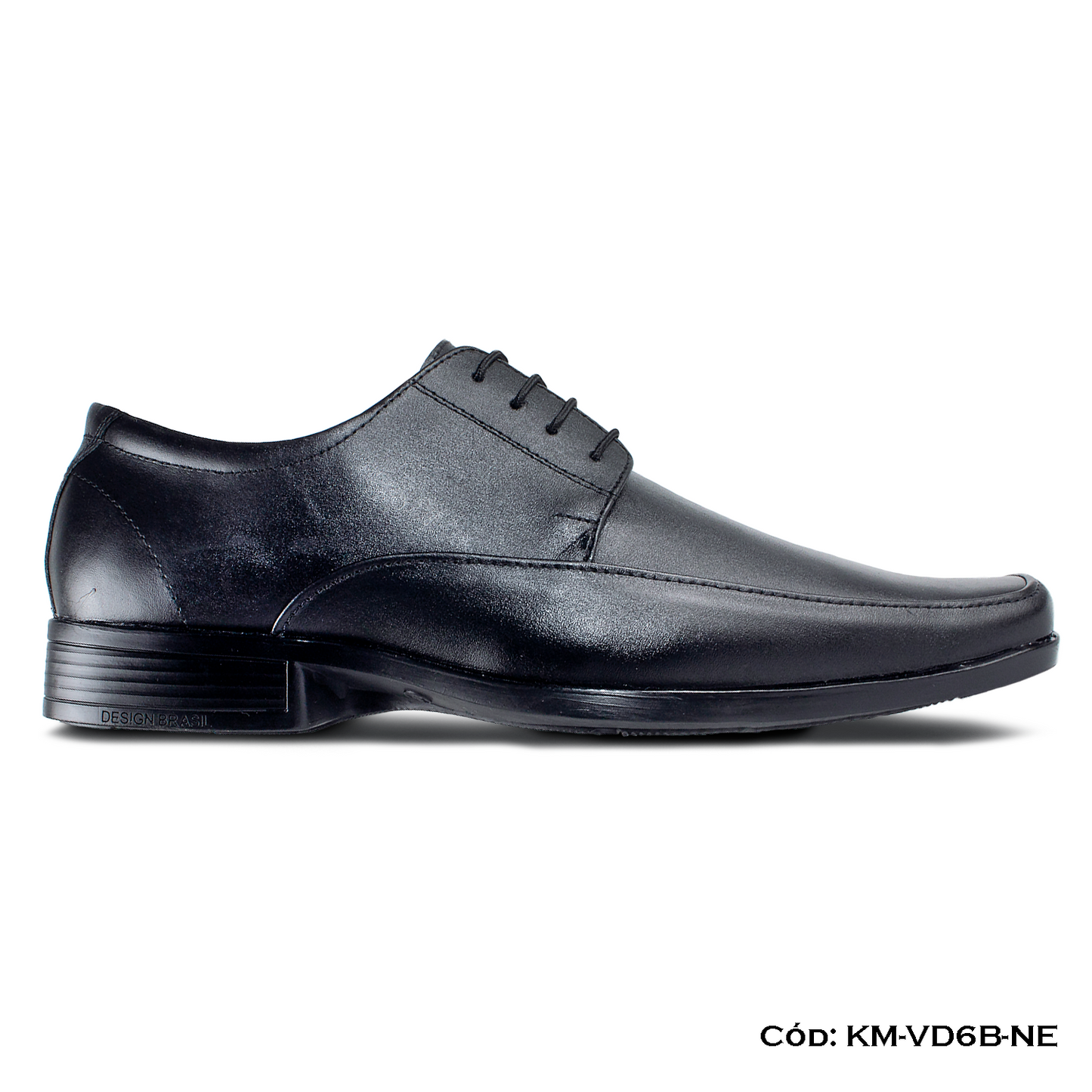 Derby Cuero Lustrable Negro Suela Caucho Bicolor — Horma Grande (KM-VD6BNE)