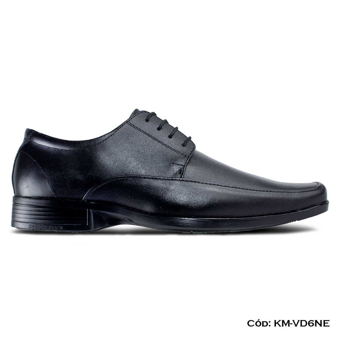Zapato Derby de cuero lustrable negro para hombre, vista lateral