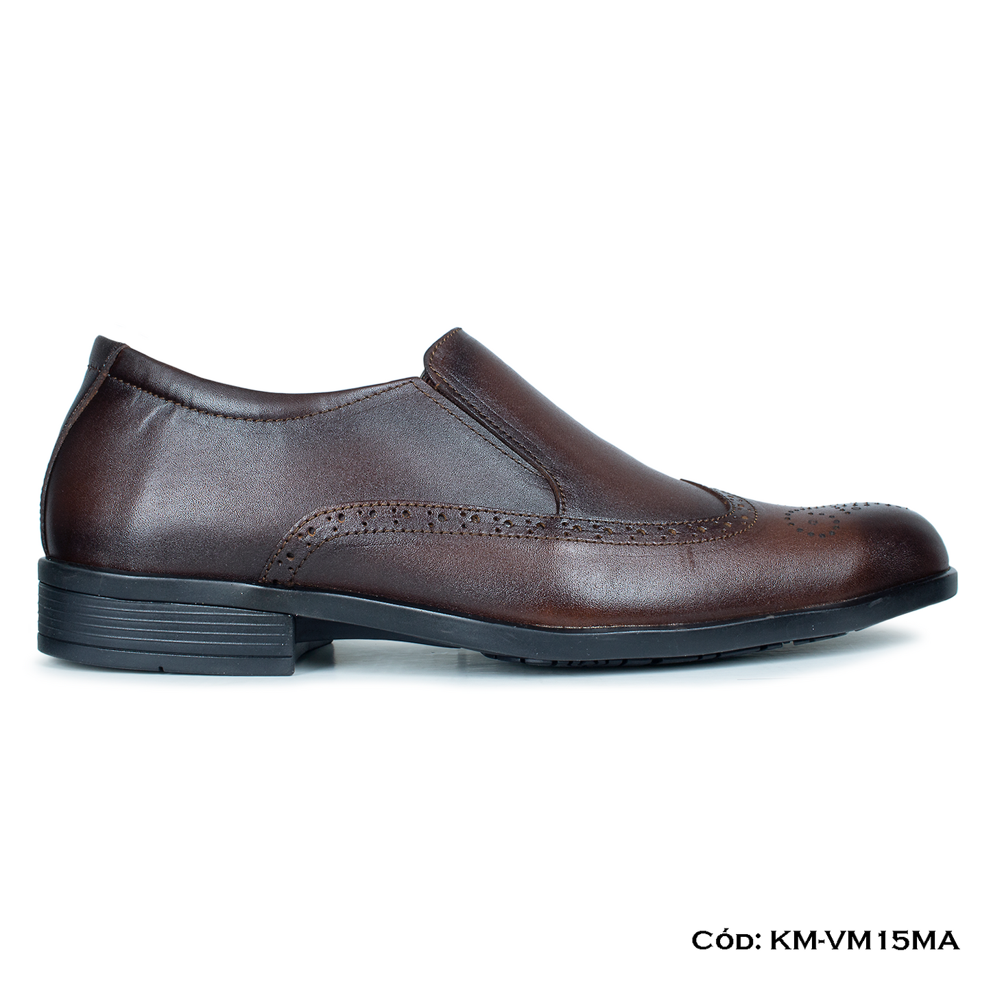 Mocasín de vestir Cuero Lustrable Marrón Suela Caucho — Horma Exacta (KM-VM15MA)