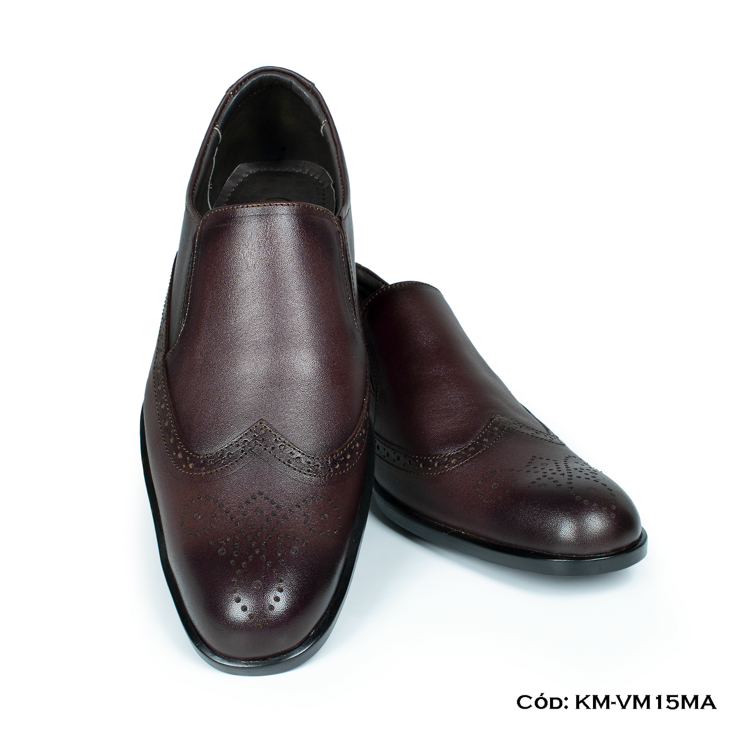 Mocasín de vestir Cuero Lustrable Marrón Suela Caucho — Horma Exacta (KM-VM15MA)