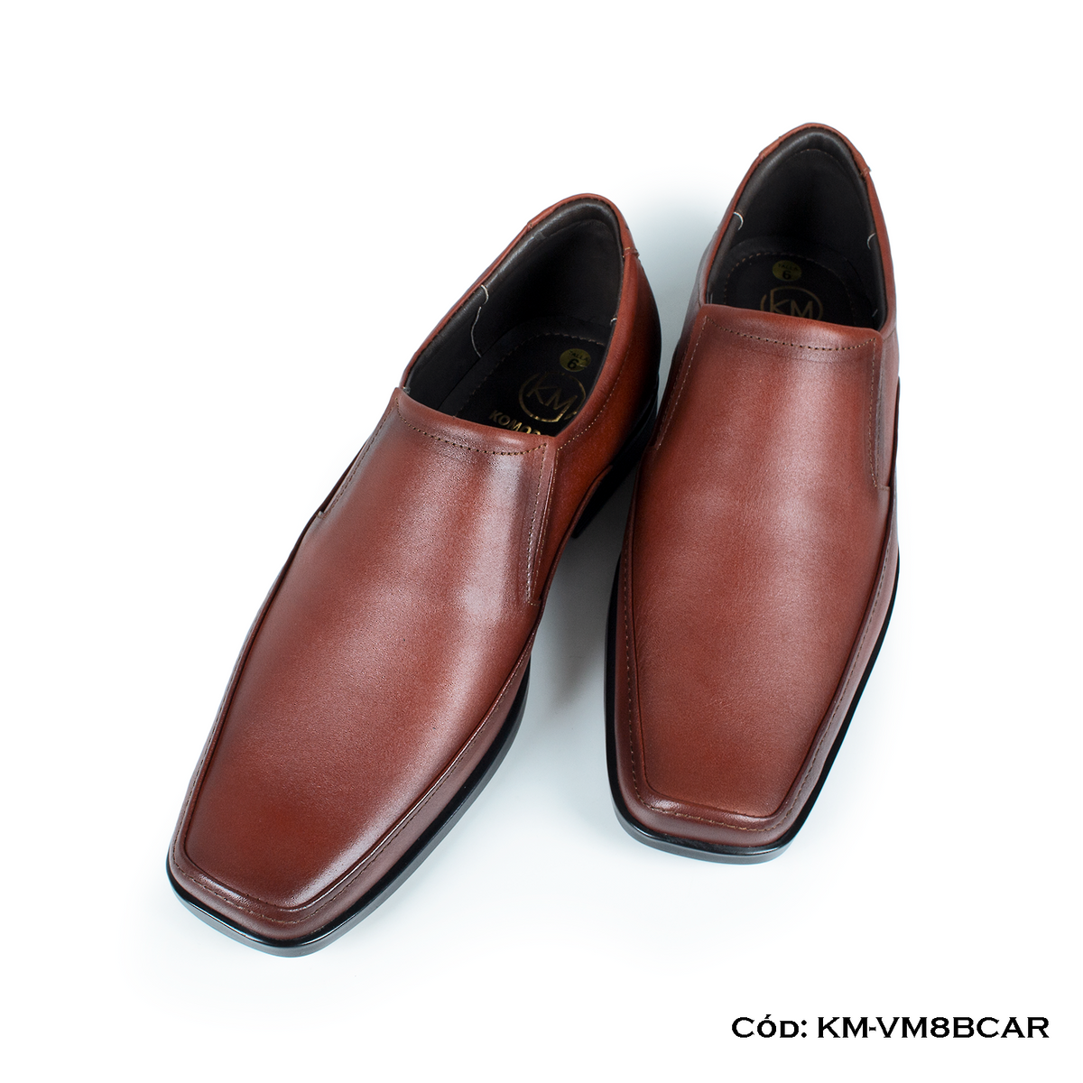 (KM-VM8BCAR) Mocasín Cuero Lustrable Caramelo Suela Caucho Bicolor — Horma Grande | de patas