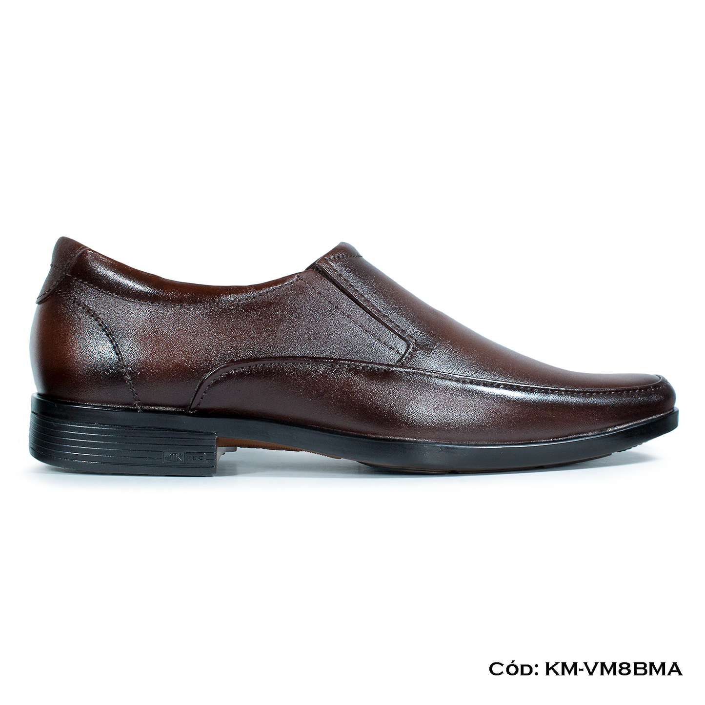 Mocasín Cuero Lustrable Marrón Suela Caucho Bicolor — Horma Grande (KM-VM8BMA)