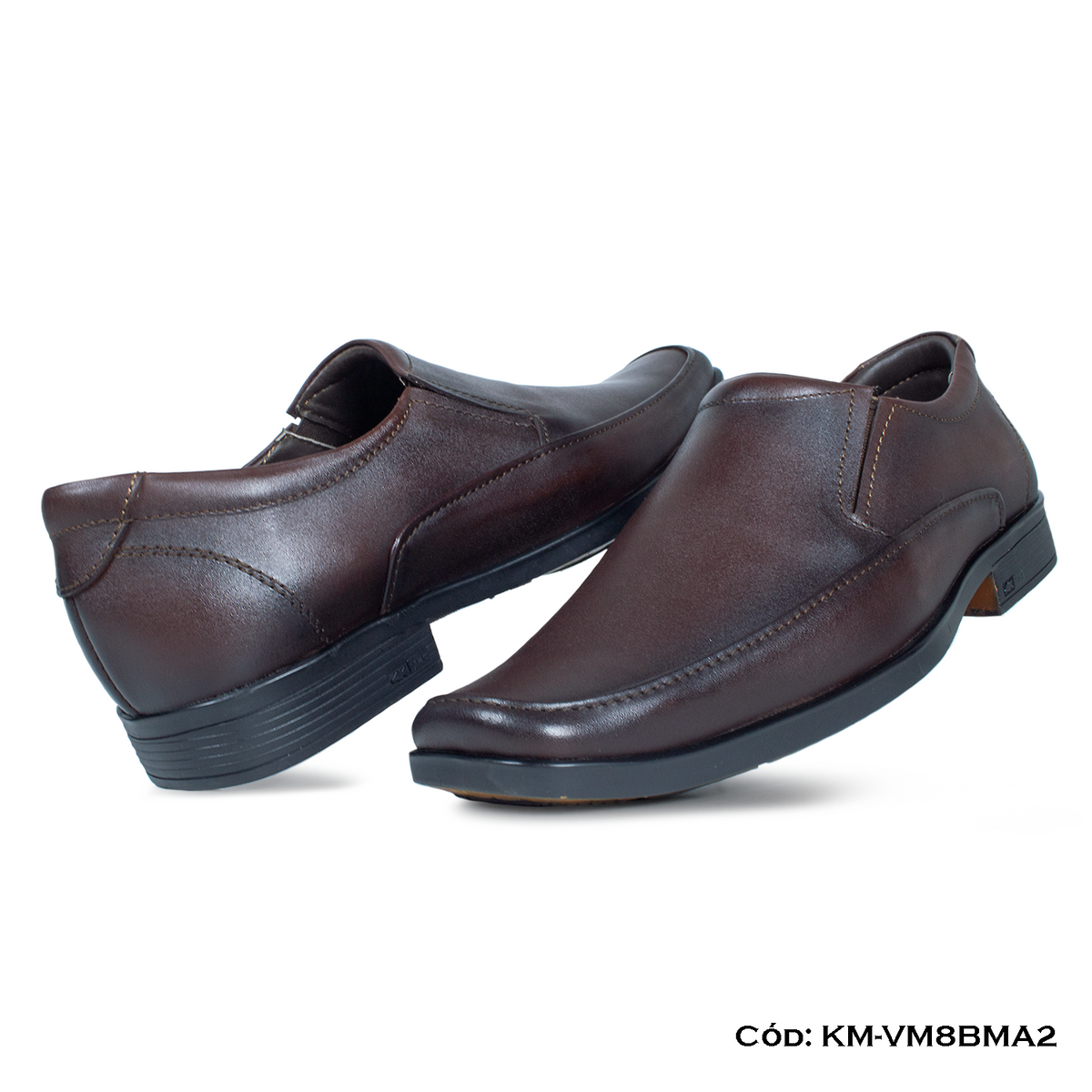 (KM-VM8BMA2) Mocasín Cuero Lustrable Marrón Suela Caucho Bicolor — Horma Grande | de patas