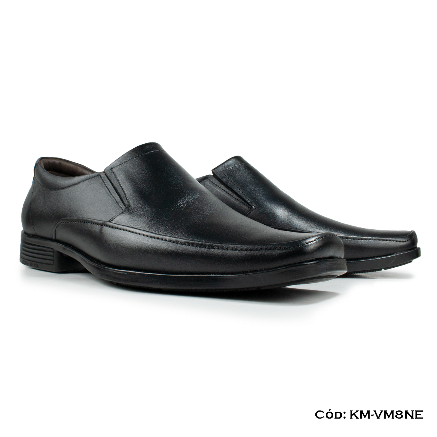 Mocasín Cuero Lustrable Negro — Horma Grande (KM-VM8NE)