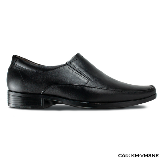 Mocasín Cuero Lustrable Negro — Horma Grande (KM-VM8NE)