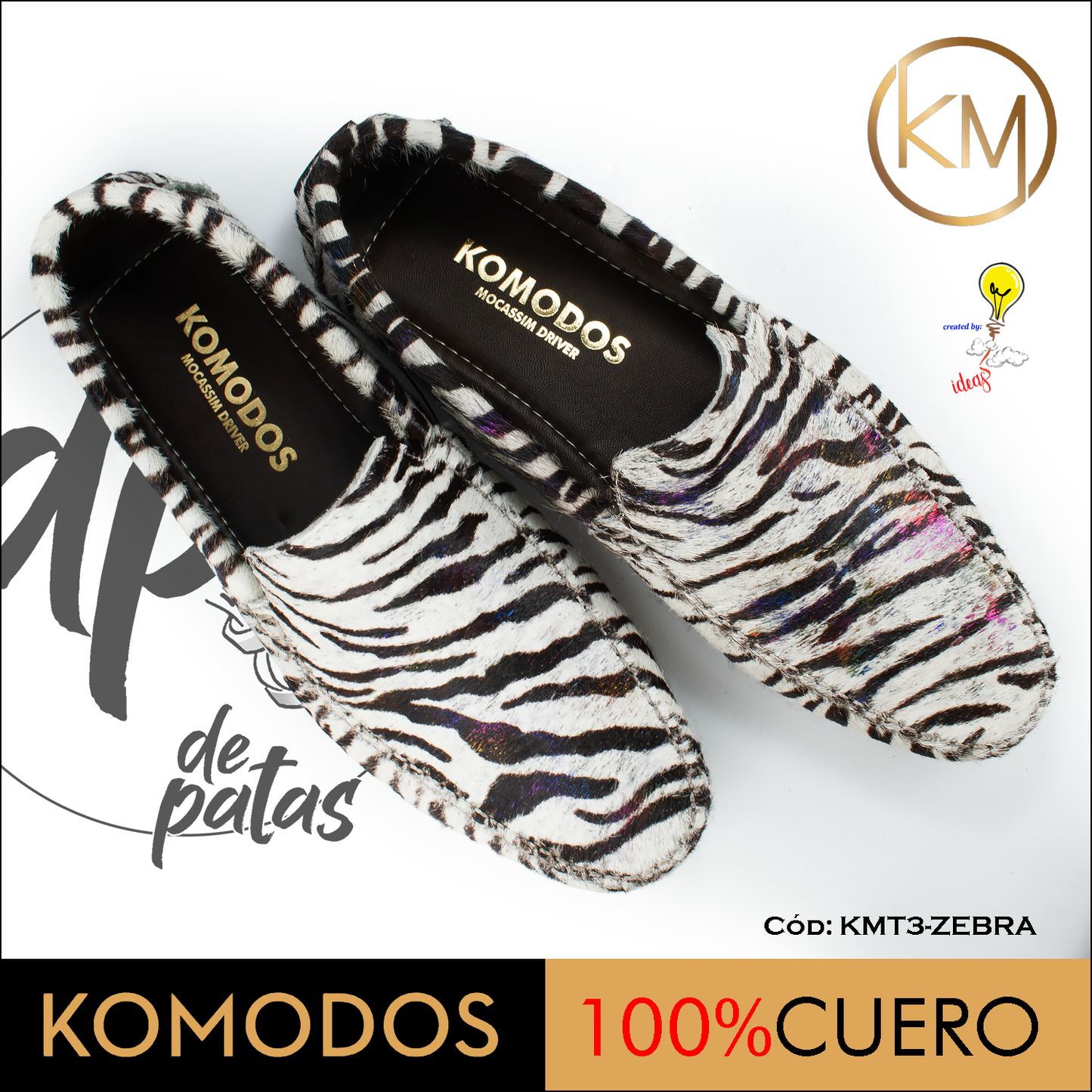 Mocasín driver, full cuero - Toperol (KMT3-ZEBRA) horma exacta