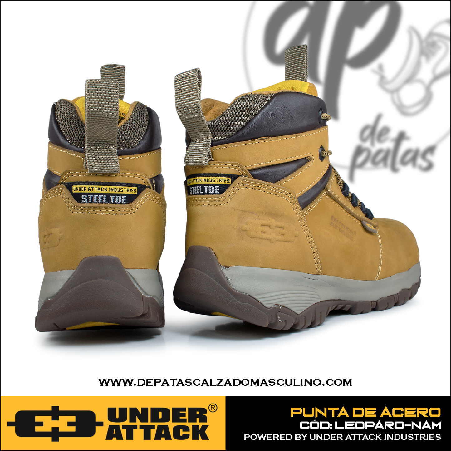 Under Attack botín con punta de acero (LEOPARD-NAM) horma exacta