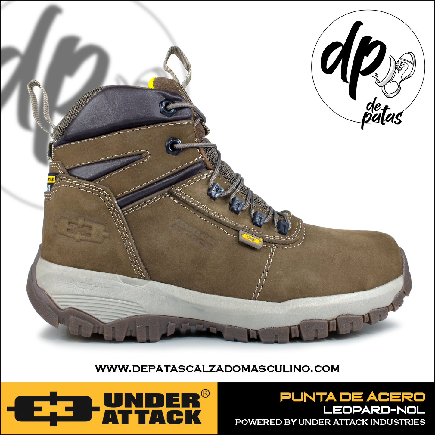 Under Attack botín con punta de acero (LEOPARD-NOL) horma exacta