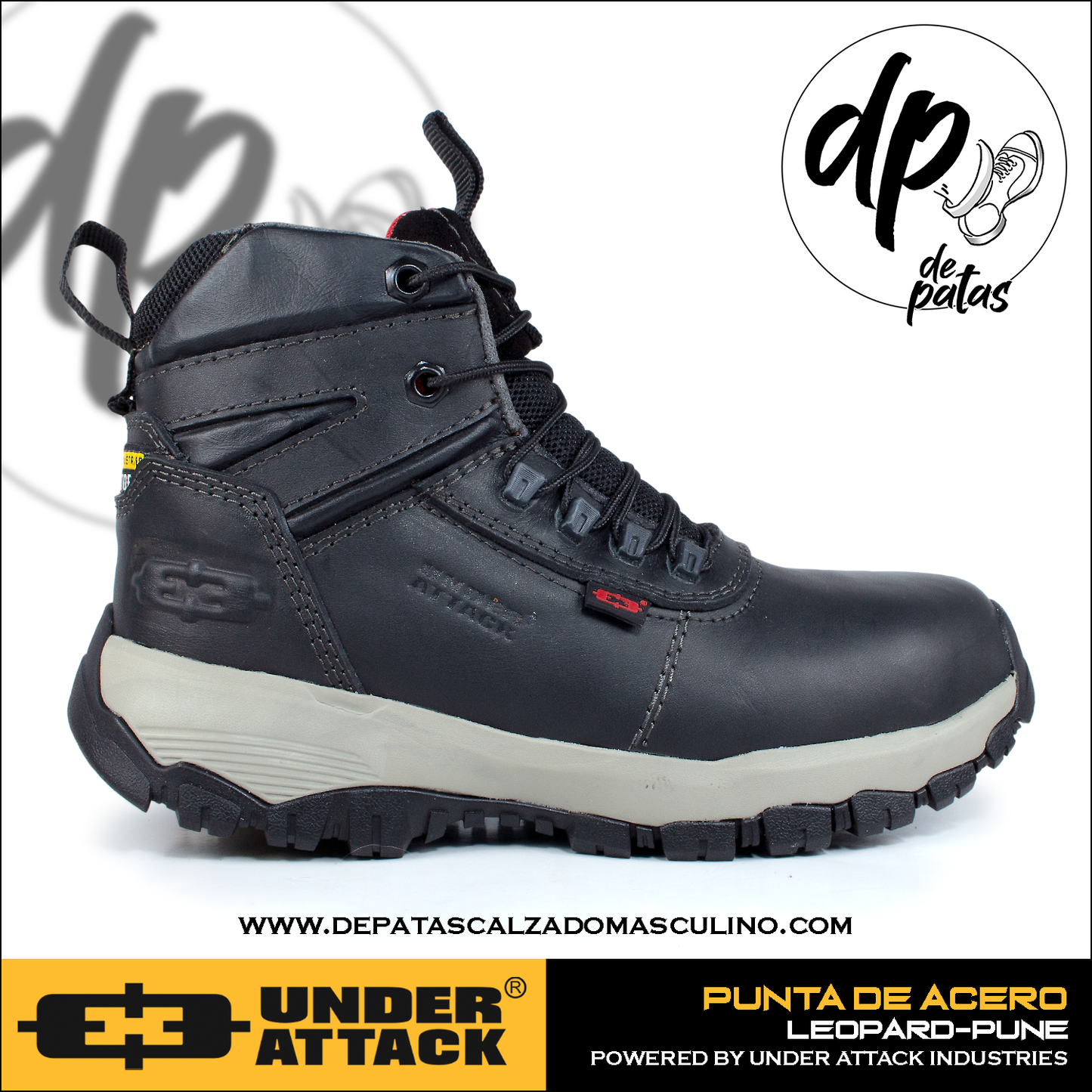 Under Attack botín con punta de acero (LEOPARD-PUNE) horma exacta