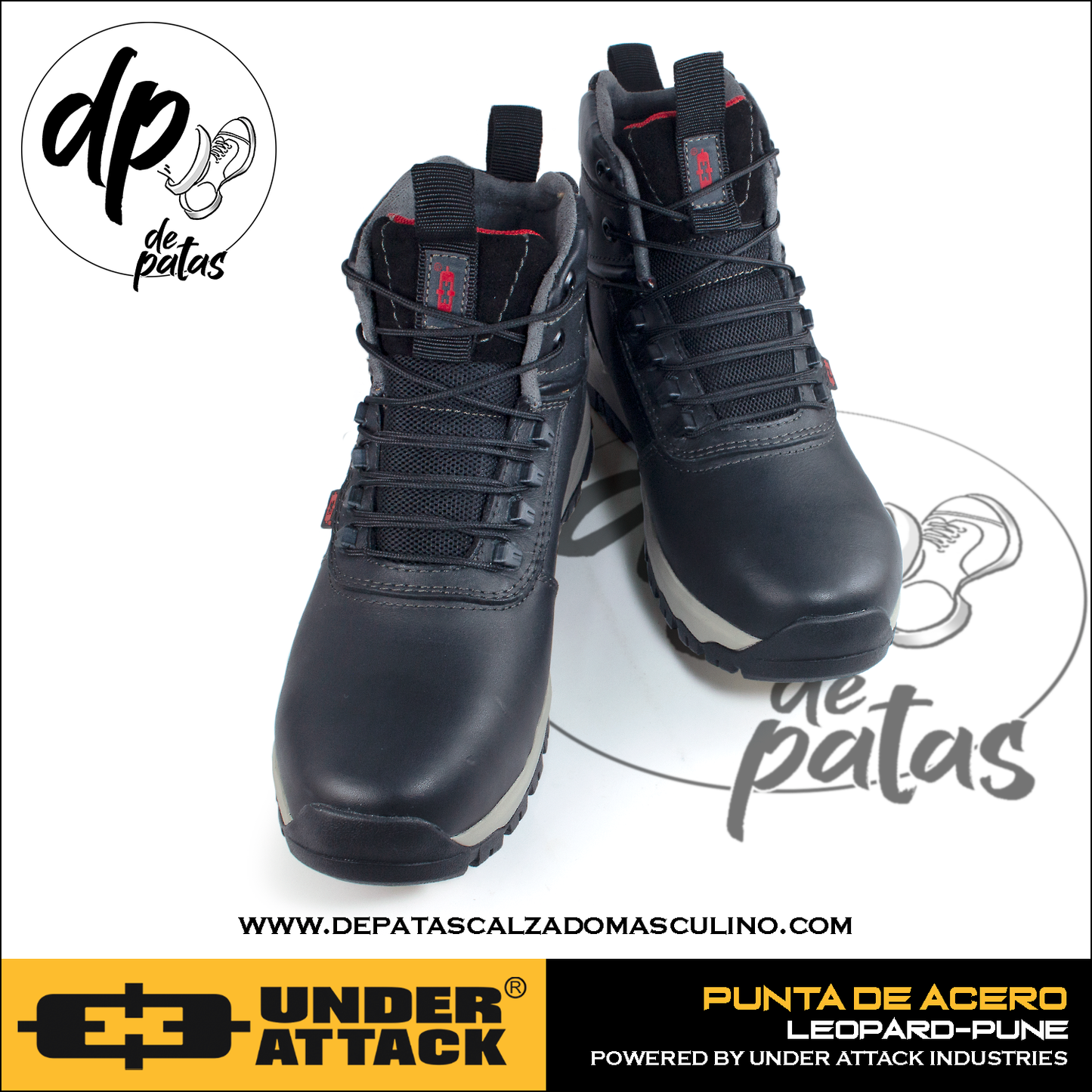 Under Attack botín con punta de acero (LEOPARD-PUNE) horma exacta