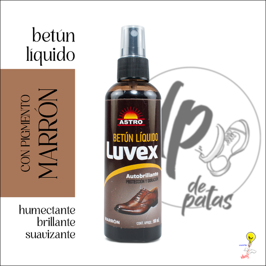 Frasco de betún líquido autobrillante Luvex color marrón de 100 ml para calzado de cuero