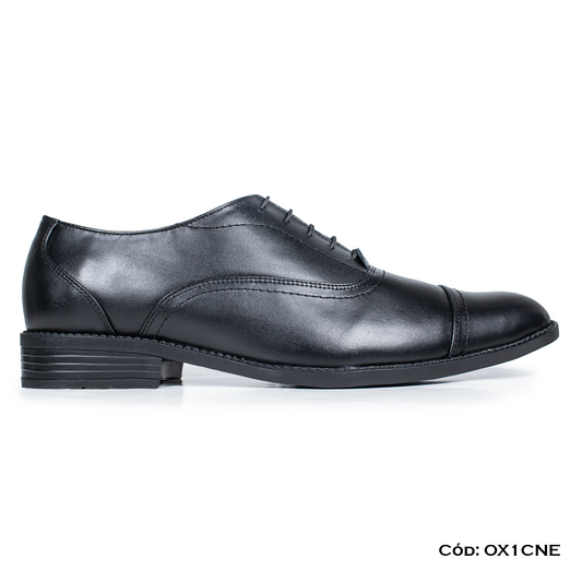 (OX1C-NE) Calzado de vestir, estilo Oxford, cuero natural, negro, horma exacta | de patas