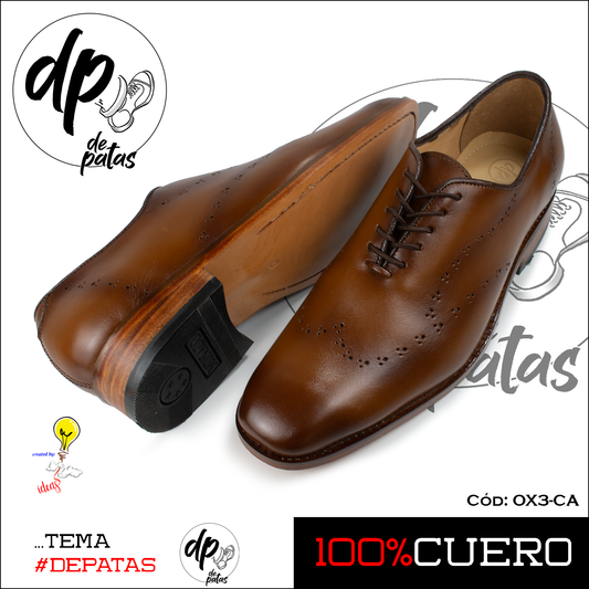 Oxford con suela de cuero, full badana (OX3-CA) horma grande