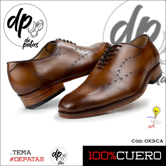 Oxford con suela de cuero, full badana (OX3-CA) horma grande