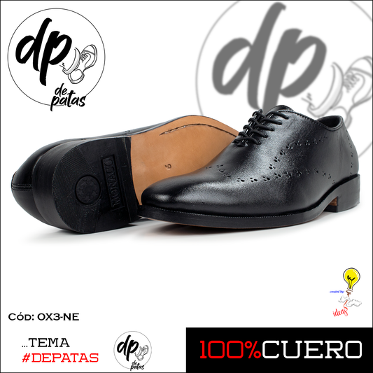 Oxford con suela de cuero, full badana (OX3-NE) horma grande