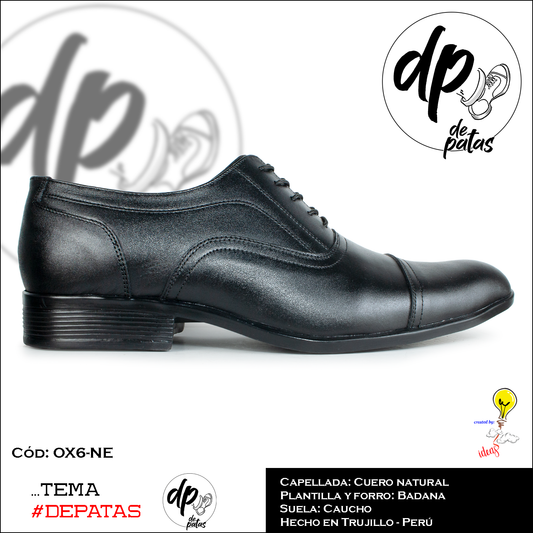 Oxford full cuero/badana, suela de caucho (OX6-NE) horma exacta