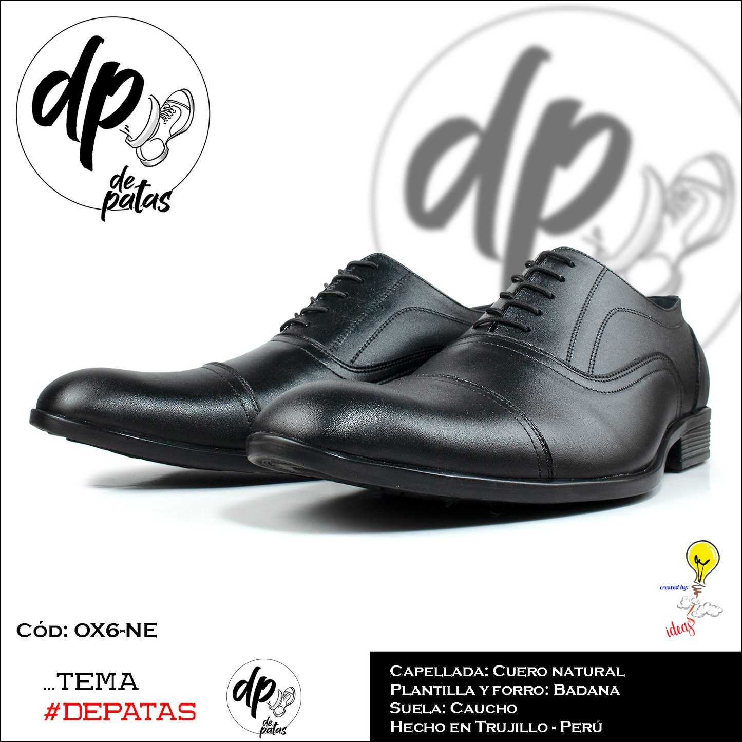 Oxford full cuero/badana, suela de caucho (OX6-NE) horma exacta