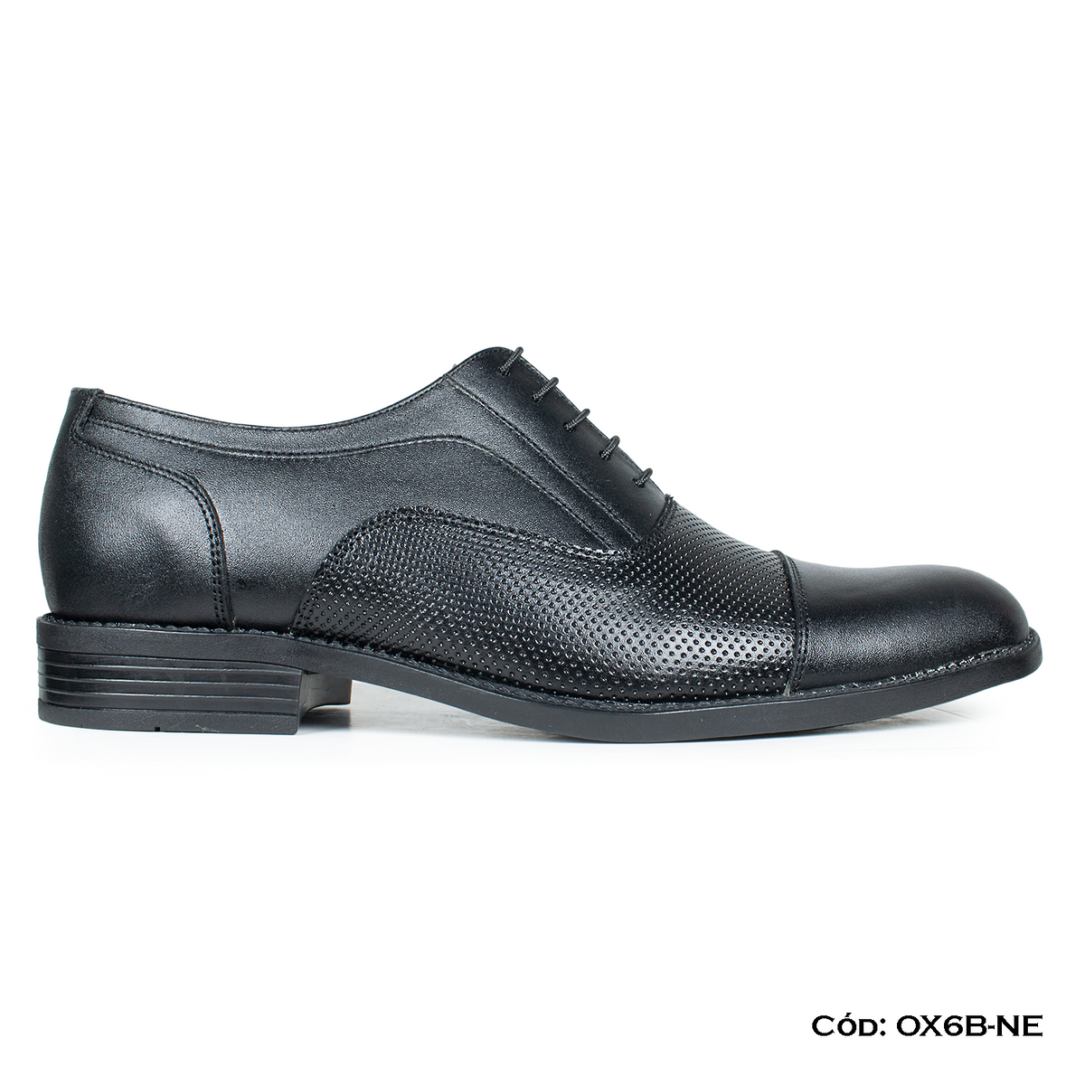 (OX6B-NE) Calzado de vestir, estilo Oxford, cuero natural, negro, horma exacta | de patas