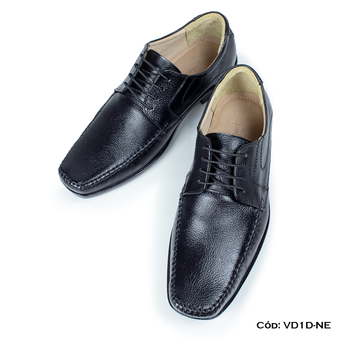 (VD1D-NE) Calzado de vestir para hombre, Derby cuero natural, negro, suela Caucho, horma exacta | de patas