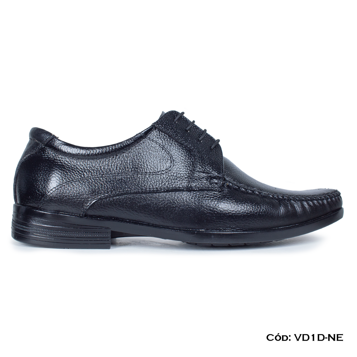(VD1D-NE) Calzado de vestir para hombre, Derby cuero natural, negro, suela Caucho, horma exacta | de patas
